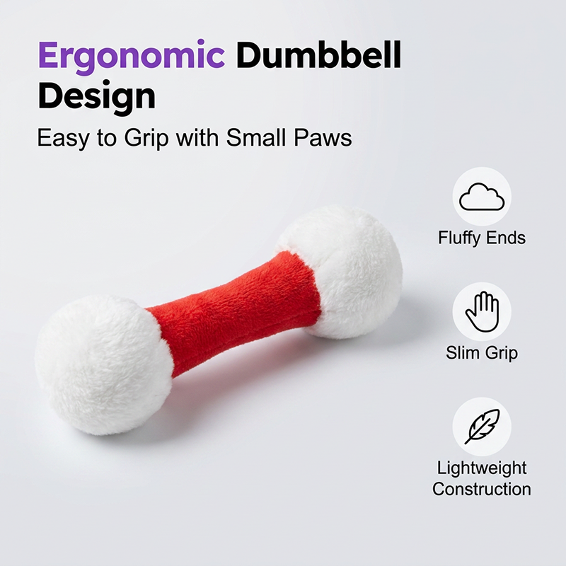 Plush Dumbbell-Shaped Teething Toy for Cats and Dogs