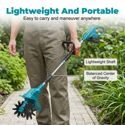 🌿50% OFF⚡ Cordless Electric Tiller | High-Powered Soil Loosening · Adjustable Telescopic Handle · Long Battery Life · Heavy-Duty Blades · Easy Gardening