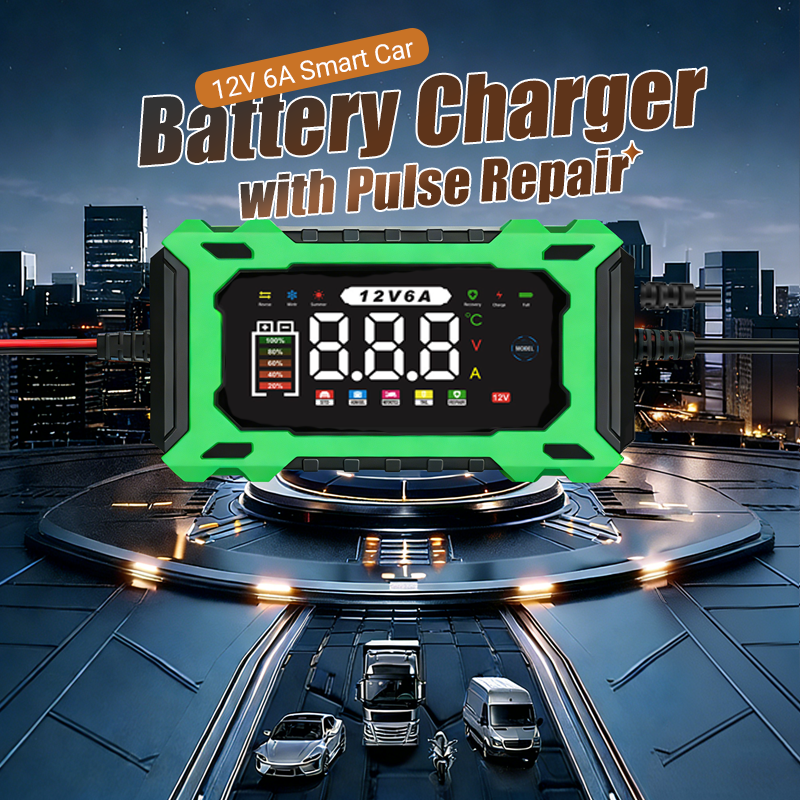 🔋12V 6A Smart Car Battery Charger – Pulse Repair Technology, Auto Maintain & Desulfation