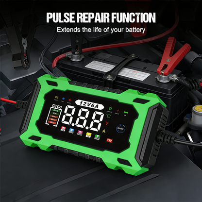 🔋12V 6A Smart Car Battery Charger – Pulse Repair Technology, Auto Maintain & Desulfation