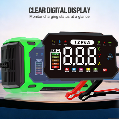🔋12V 6A Smart Car Battery Charger – Pulse Repair Technology, Auto Maintain & Desulfation