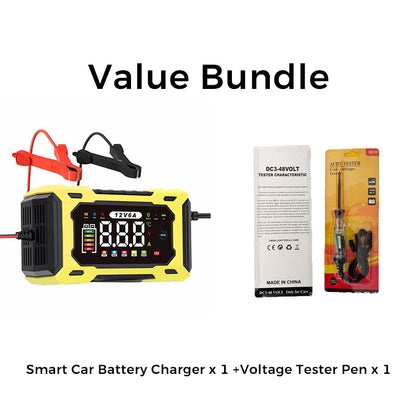 🔋12V 6A Smart Car Battery Charger – Pulse Repair Technology, Auto Maintain & Desulfation