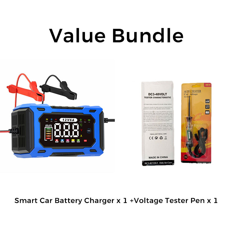 🔋12V 6A Smart Car Battery Charger – Pulse Repair Technology, Auto Maintain & Desulfation