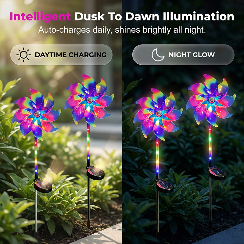 🔥Summer Hot Sale 50% OFF✨ Solar Powered Rainbow Pinwheel Garden Light