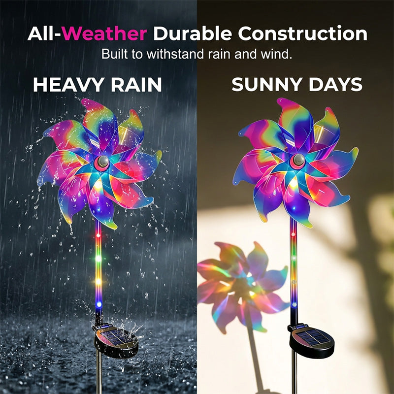 🔥Summer Hot Sale 50% OFF✨ Solar Powered Rainbow Pinwheel Garden Light