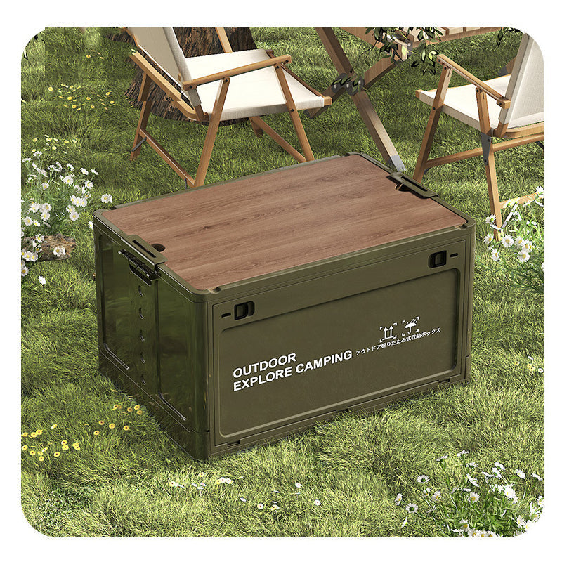 🔥 Hot Sale 50% OFF 🔥Collapsible Camping Storage Box with Wooden Lid