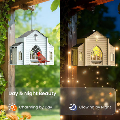A Shelter for the Birds🏠Church-Shaped Solar-Powered Bird Feeder