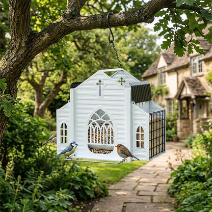 A Shelter for the Birds🏠Church-Shaped Solar-Powered Bird Feeder