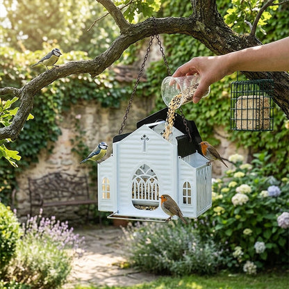 A Shelter for the Birds🏠Church-Shaped Solar-Powered Bird Feeder