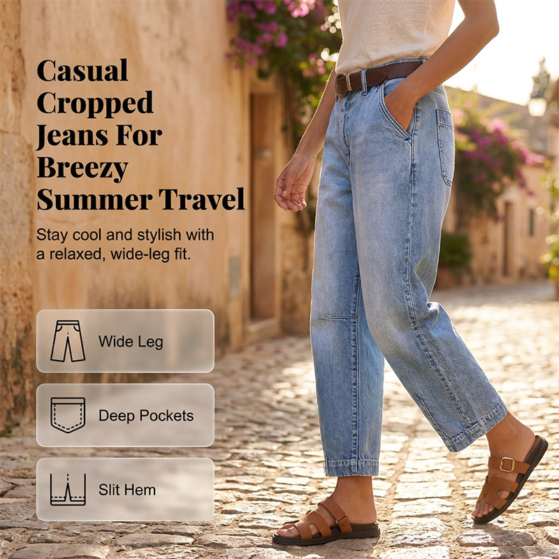 🌟 Women's high-waisted wide-leg denim shorts – Leg-lengthening & vintage wash – Casual cropped pants – perfect for summer, the beach, or a day off 👒