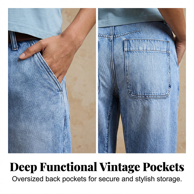 🌟 Women's high-waisted wide-leg denim shorts – Leg-lengthening & vintage wash – Casual cropped pants – perfect for summer, the beach, or a day off 👒