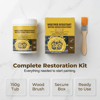 ✨ 50% OFF NOW! 🏡 Weather-Resistant Gold Paint – Rich Foil Effect, Fast-Drying – For Wood, Metal & Stone – A Touch of Luxury 💛