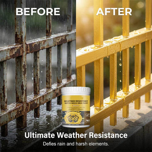 ✨ 50% OFF NOW! 🏡 Weather-Resistant Gold Paint – Rich Foil Effect, Fast-Drying – For Wood, Metal & Stone – A Touch of Luxury 💛