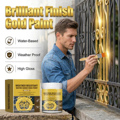 ✨ 50% OFF NOW! 🏡 Weather-Resistant Gold Paint – Rich Foil Effect, Fast-Drying – For Wood, Metal & Stone – A Touch of Luxury 💛