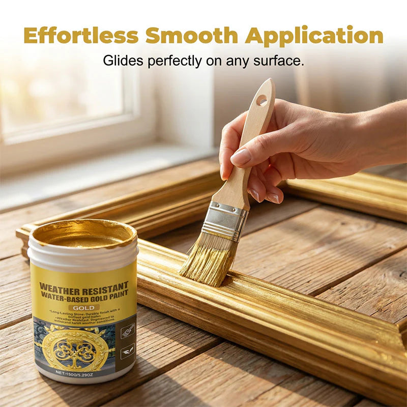 ✨ 50% OFF NOW! 🏡 Weather-Resistant Gold Paint – Rich Foil Effect, Fast-Drying – For Wood, Metal & Stone – A Touch of Luxury 💛
