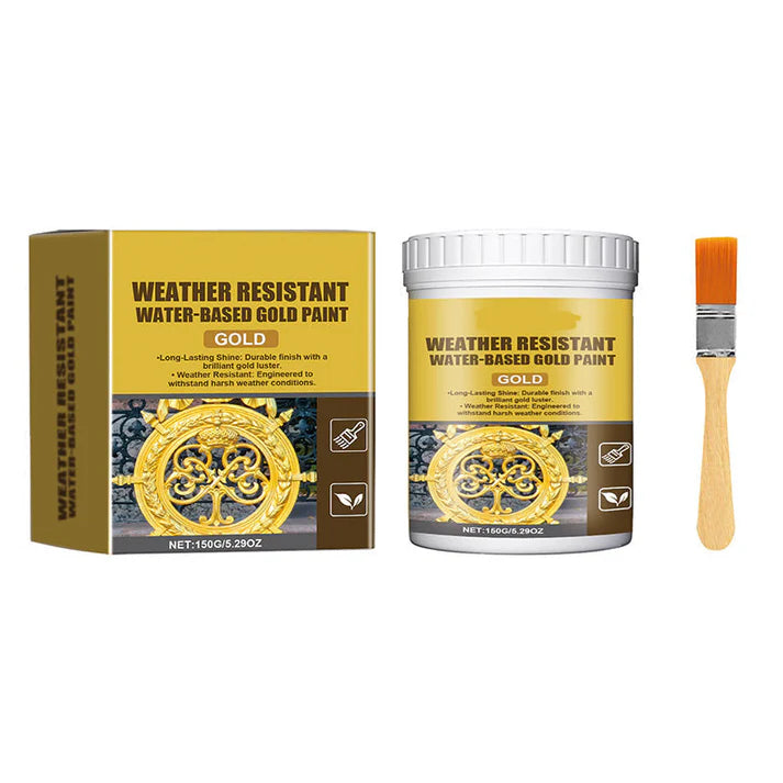 ✨ 50% OFF NOW! 🏡 Weather-Resistant Gold Paint – Rich Foil Effect, Fast-Drying – For Wood, Metal & Stone – A Touch of Luxury 💛