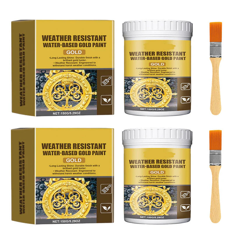 ✨ 50% OFF NOW! 🏡 Weather-Resistant Gold Paint – Rich Foil Effect, Fast-Drying – For Wood, Metal & Stone – A Touch of Luxury 💛