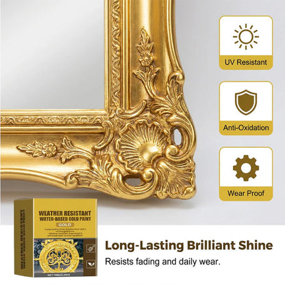 ✨ 50% OFF NOW! 🏡 Weather-Resistant Gold Paint – Rich Foil Effect, Fast-Drying – For Wood, Metal & Stone – A Touch of Luxury 💛