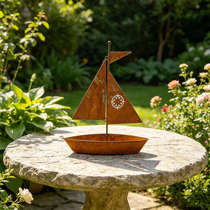 ⛵ 50% OFF NOW! 🌱 Rustic Sailboat Metal Planter – Handcrafted, weather-resistant & perfect for succulents, herbs or flowers – charming garden or shelf decor 🏡