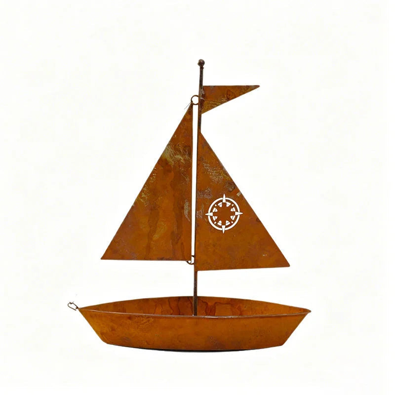 ⛵ 50% OFF NOW! 🌱 Rustic Sailboat Metal Planter – Handcrafted, weather-resistant & perfect for succulents, herbs or flowers – charming garden or shelf decor 🏡