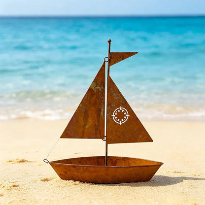 ⛵ 50% OFF NOW! 🌱 Rustic Sailboat Metal Planter – Handcrafted, weather-resistant & perfect for succulents, herbs or flowers – charming garden or shelf decor 🏡