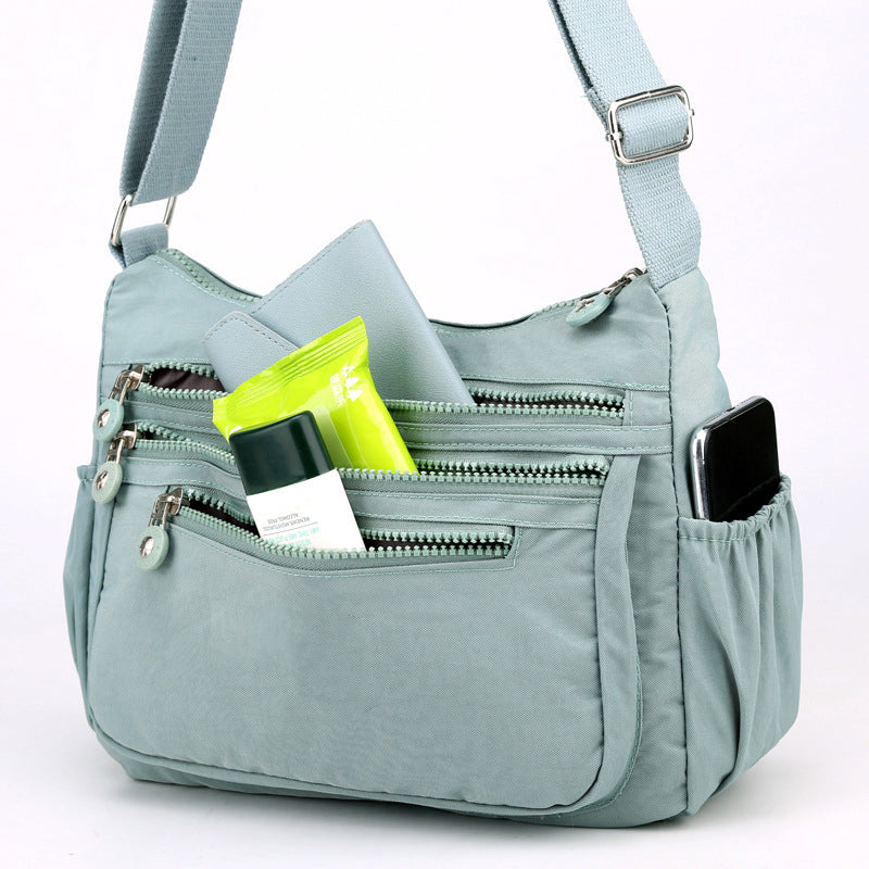 Lightweight Multi-Pocket Nylon Crossbody Bag
