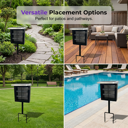 🎁Free Shipping☀️Solar Outdoor Bug Zapper – Covers Patio & Garden, Auto Light Sensor, Rechargeable Battery. Mosquito-Free Nights! 🌙✅
