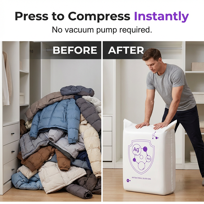 ⏰🔥LIMITED TIME 50% OFF!🔥50K+ SOLD!   🧳Buy 2 Get 1 Free✨🧺 Instantly Free Up Closet Space – Press & Compress Storage Bags