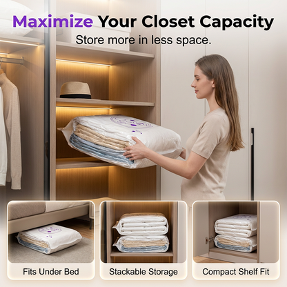 ⏰🔥LIMITED TIME 50% OFF!🔥50K+ SOLD!   🧳Buy 2 Get 1 Free✨🧺 Instantly Free Up Closet Space – Press & Compress Storage Bags