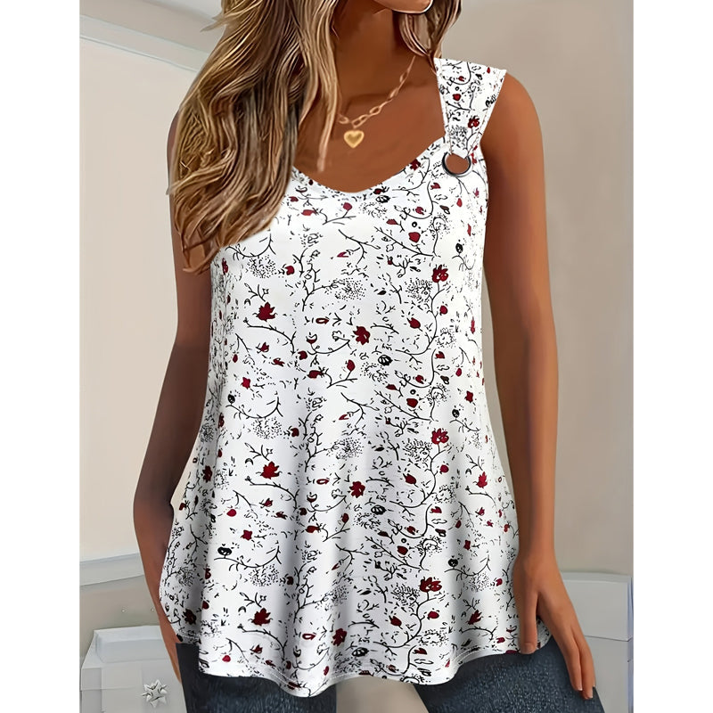🌸 Women's Summer Floral Print Tank Top – Soft, Breathable & Sleeveless
