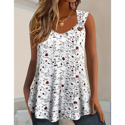 🌸 Women's Summer Floral Print Tank Top – Soft, Breathable & Sleeveless