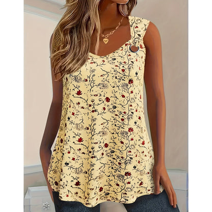 🌸 Women's Summer Floral Print Tank Top – Soft, Breathable & Sleeveless