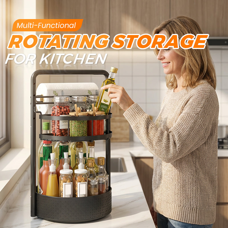🔥2026 Hot Sale 50% OFF✨⚡ 50K+ SOLD! 🎁Multi-Functional Rotating Storage for Kitchen Perfect For Spices, Jars, Bottles & Condiments! 🍾✨🌿