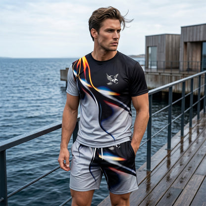 🔥New Arrivals-Men's Abstract Print T-Shirt and Shorts Set