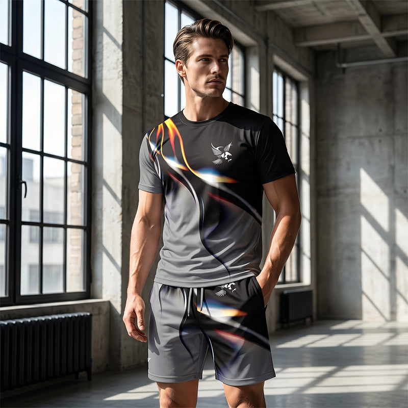 🔥New Arrivals-Men's Abstract Print T-Shirt and Shorts Set