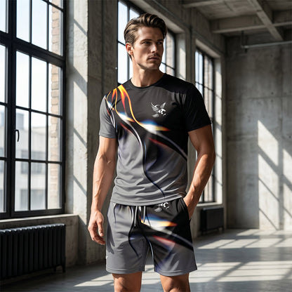 🔥New Arrivals-Men's Abstract Print T-Shirt and Shorts Set