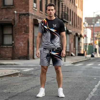 🔥New Arrivals-Men's Abstract Print T-Shirt and Shorts Set