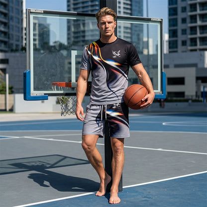 🔥New Arrivals-Men's Abstract Print T-Shirt and Shorts Set