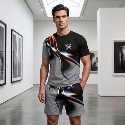 🔥New Arrivals-Men's Abstract Print T-Shirt and Shorts Set