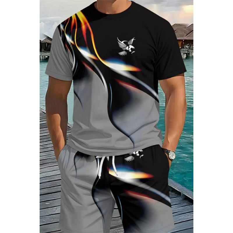 🔥New Arrivals-Men's Abstract Print T-Shirt and Shorts Set