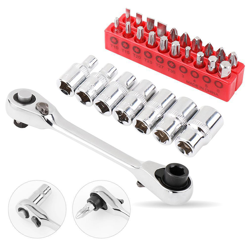 Compact Reversible Ratchet Spanner Tool 🛠️ Pocket-Sized, Perfect for Quick Jobs 🔩