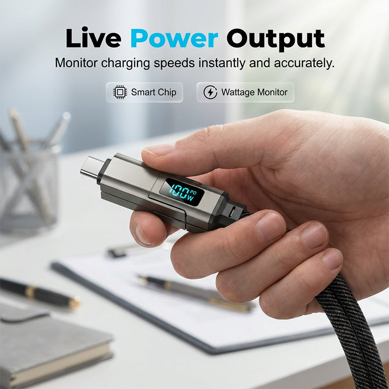 🔥Limited Time SALE 50% OFF🔥4-in-1 Digital Display Keychain Charging Cable