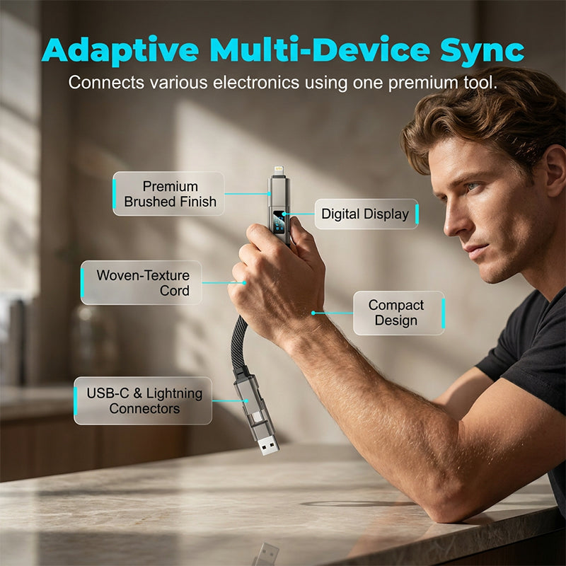 🔥Limited Time SALE 50% OFF🔥4-in-1 Digital Display Keychain Charging Cable