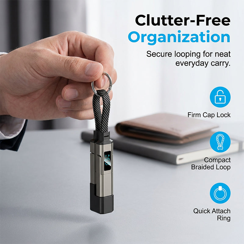 🔥Limited Time SALE 50% OFF🔥4-in-1 Digital Display Keychain Charging Cable