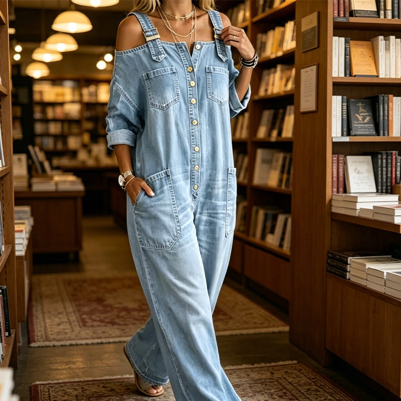 ⏳🔥LIMITED-TIME 50% OFF! 👗 Loose Fit Wide-Leg Overall Jumpsuit with Pockets – Effortless Comfort & Style ✨
