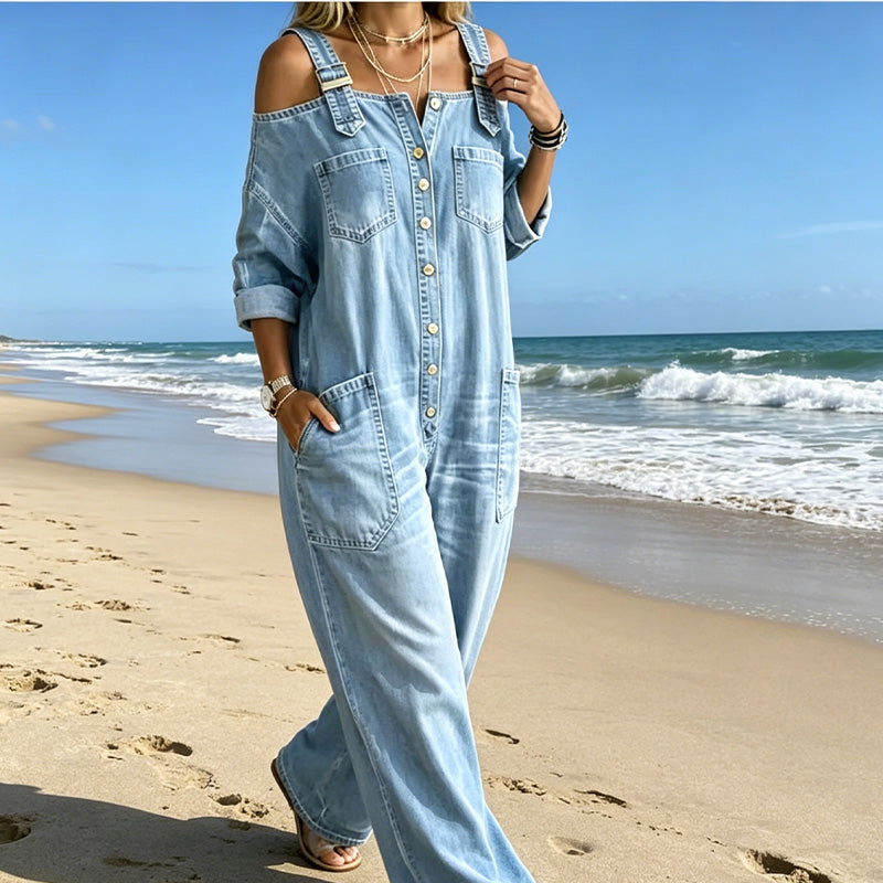 ⏳🔥LIMITED-TIME 50% OFF! 👗 Loose Fit Wide-Leg Overall Jumpsuit with Pockets – Effortless Comfort & Style ✨