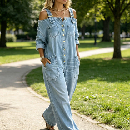 ⏳🔥LIMITED-TIME 50% OFF! 👗 Loose Fit Wide-Leg Overall Jumpsuit with Pockets – Effortless Comfort & Style ✨