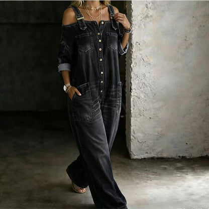 ⏳🔥LIMITED-TIME 50% OFF! 👗 Loose Fit Wide-Leg Overall Jumpsuit with Pockets – Effortless Comfort & Style ✨