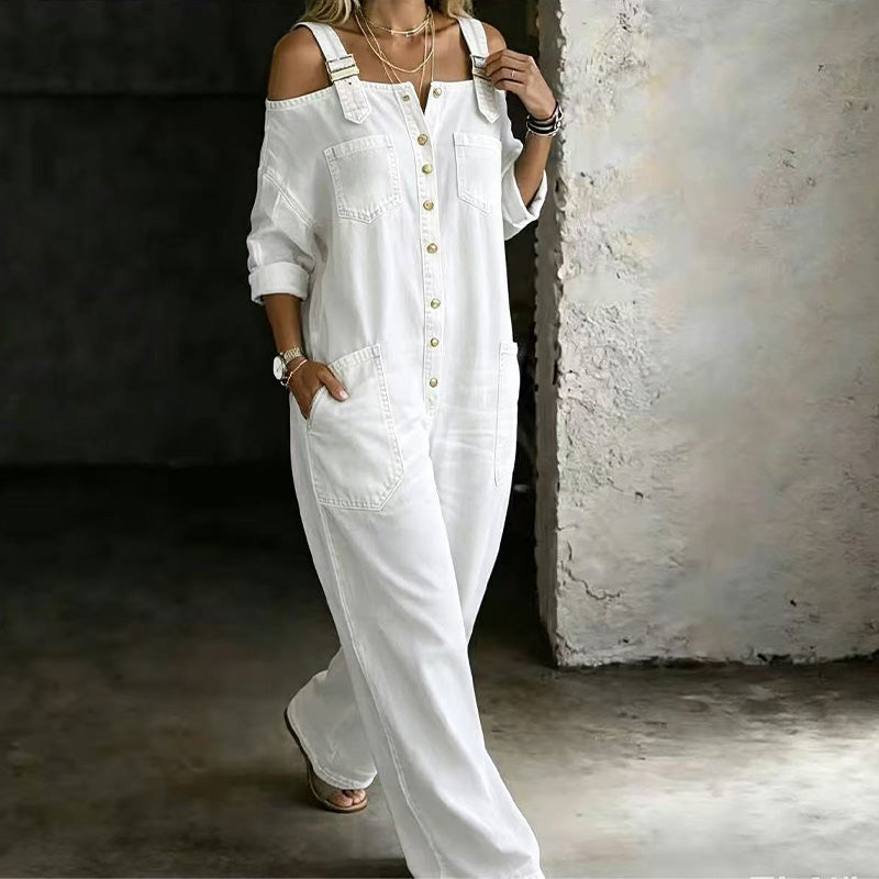 ⏳🔥LIMITED-TIME 50% OFF! 👗 Loose Fit Wide-Leg Overall Jumpsuit with Pockets – Effortless Comfort & Style ✨