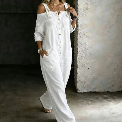 ⏳🔥LIMITED-TIME 50% OFF! 👗 Loose Fit Wide-Leg Overall Jumpsuit with Pockets – Effortless Comfort & Style ✨